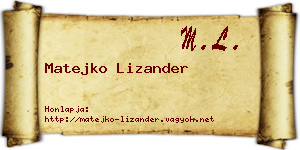 Matejko Lizander névjegykártya